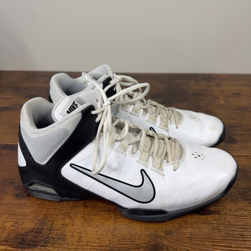 Nike Air Visi Pro VI Mens Basketball Shoes White Black Silver Size 10.5
